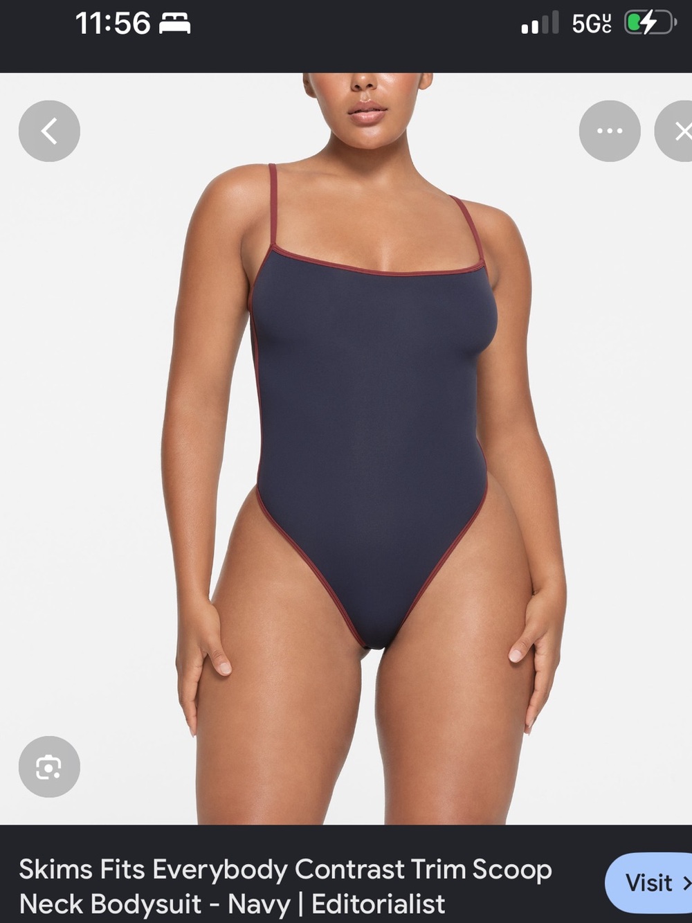 SKIMS Navy One-Piece Swimsuit with Maroon Contrast Trim